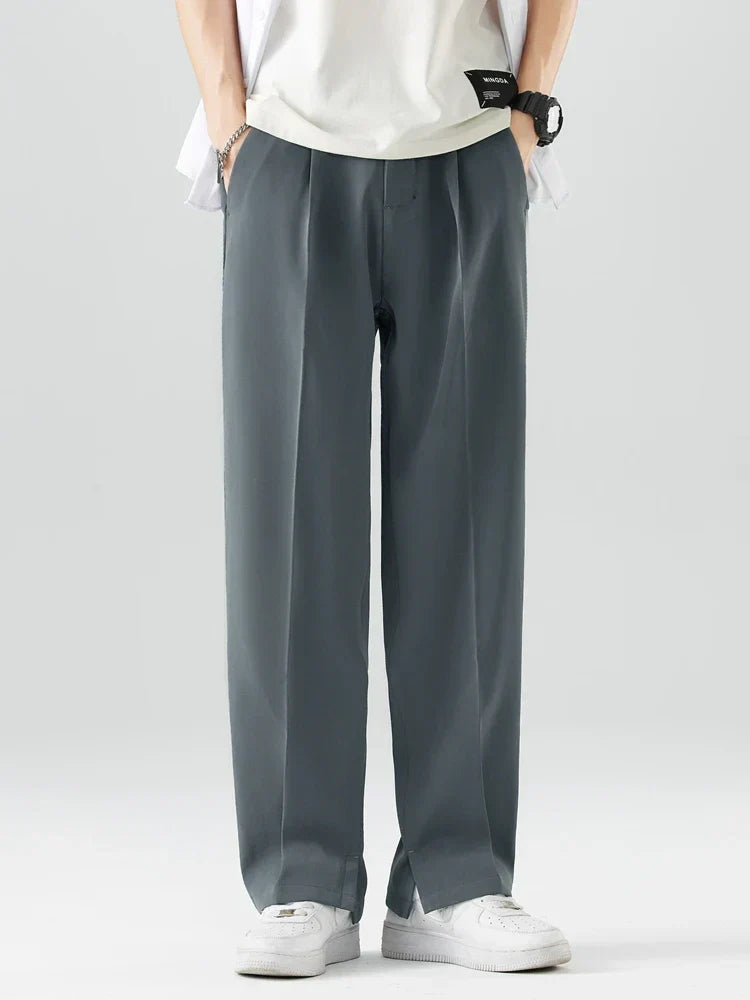Image of Heren Geplooide Broek met Wijde Pijpen