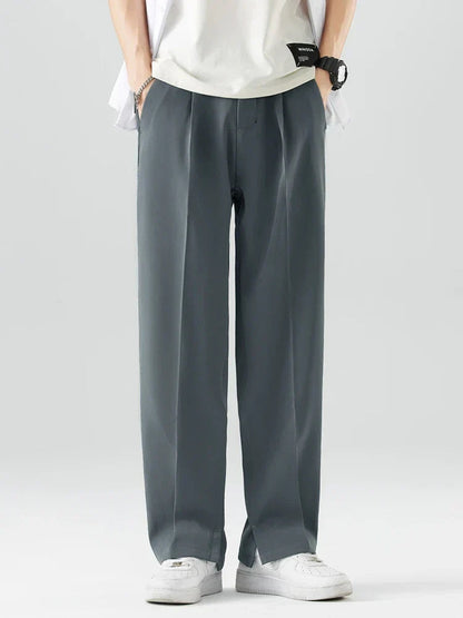 Image of Heren Geplooide Broek met Wijde Pijpen