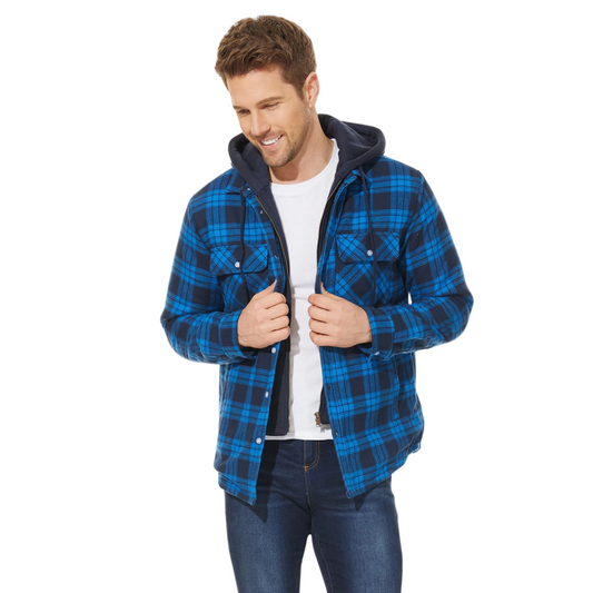 Image of Heren Geruite Jas met Capuchon