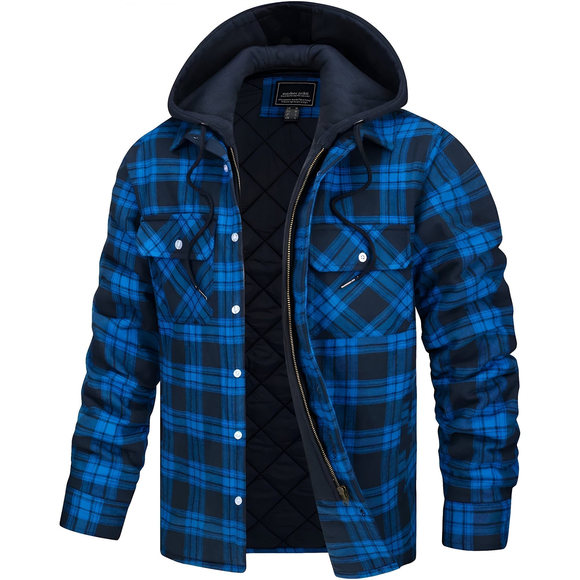 Image of Heren Geruite Jas met Capuchon