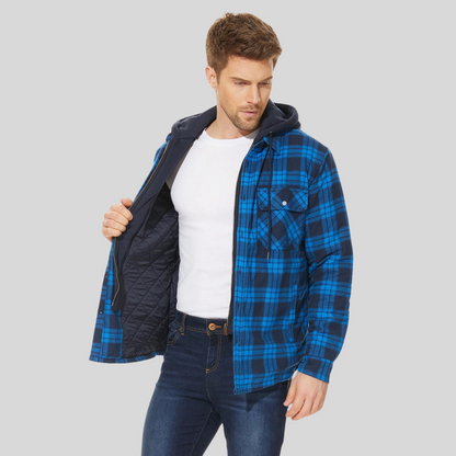 Image of Heren Geruite Jas met Capuchon