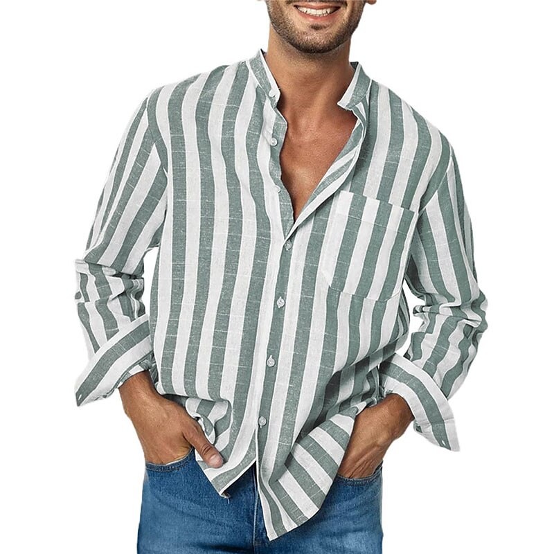 Image of Heren Gestreept Casual Shirt met Lange Mouwen