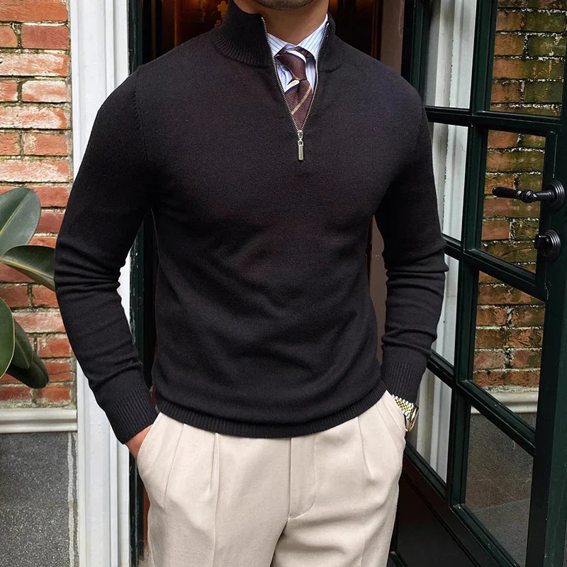 Image of Heren Half-Zip Mock Neck Trui