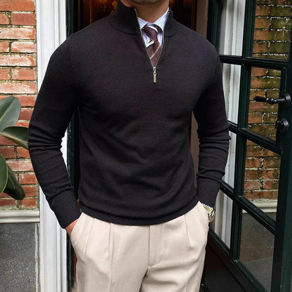 Image of Heren Half-Zip Mock Neck Trui