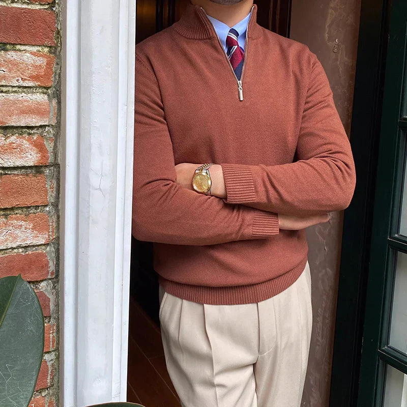 Image of Heren Half-Zip Mock Neck Trui