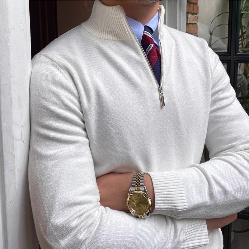 Image of Heren Half-Zip Mock Neck Trui