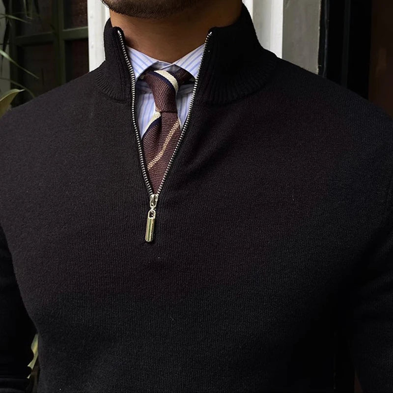 Image of Heren Half-Zip Mock Neck Trui