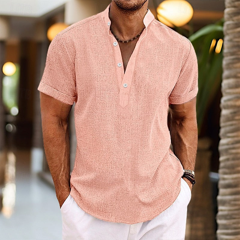 Image of Heren Henley Casual Shirt