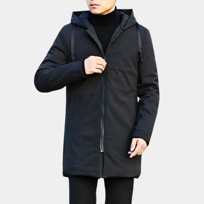 Image of Heren Hooded Longline Zip-Up Jas