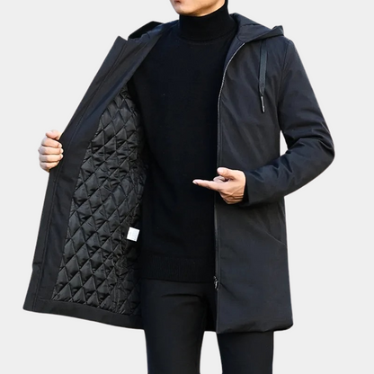 Image of Heren Hooded Longline Zip-Up Jas