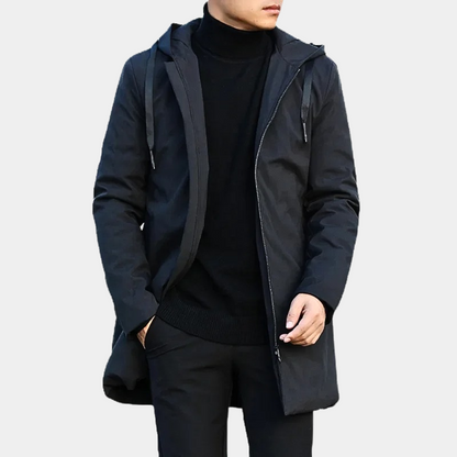 Image of Heren Hooded Longline Zip-Up Jas