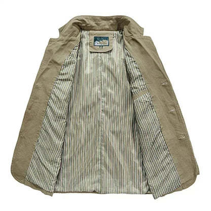 Heren najaarsjas in vintage en militaire stijl