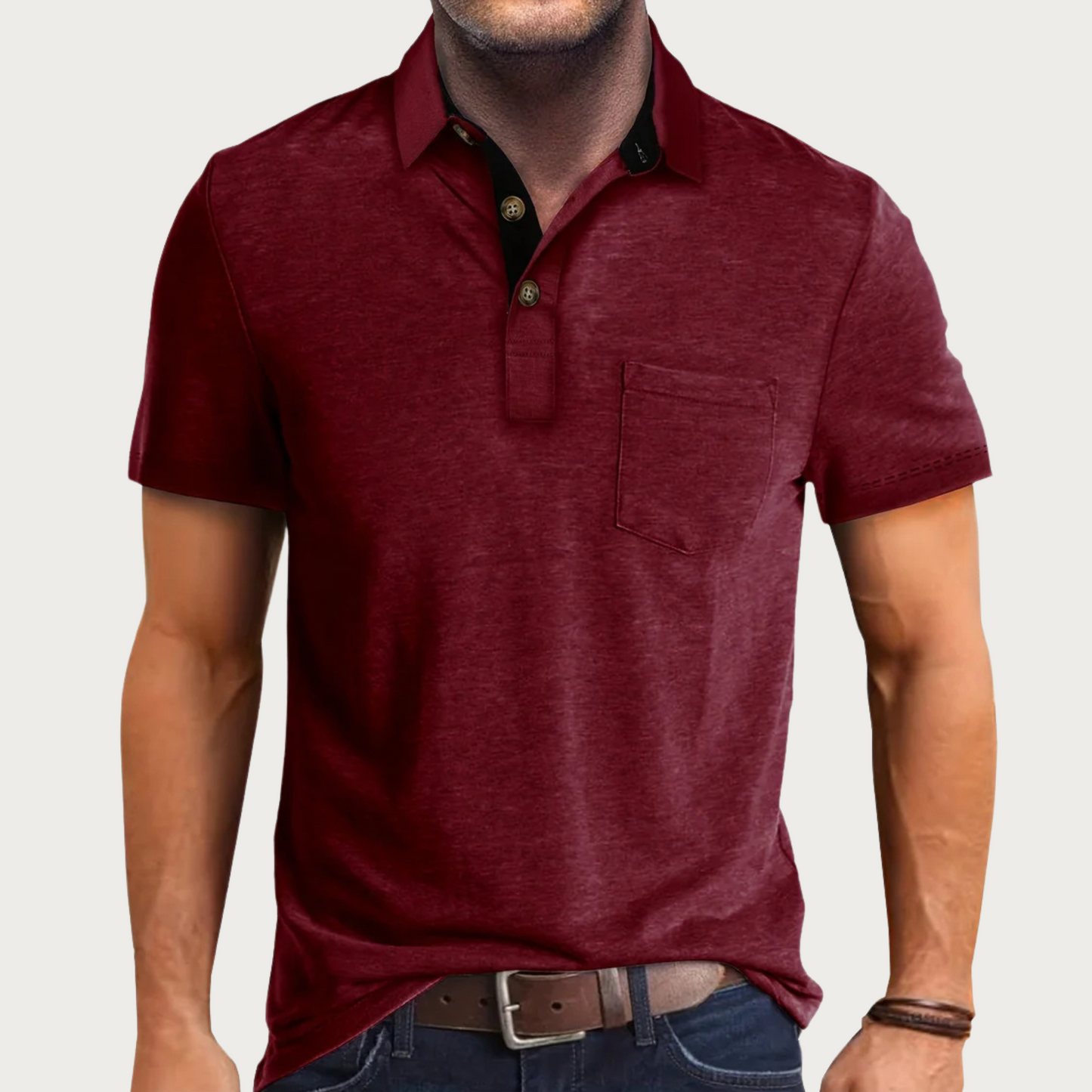 Image of Heren Pocket Polo Shirt met Korte Mouwen