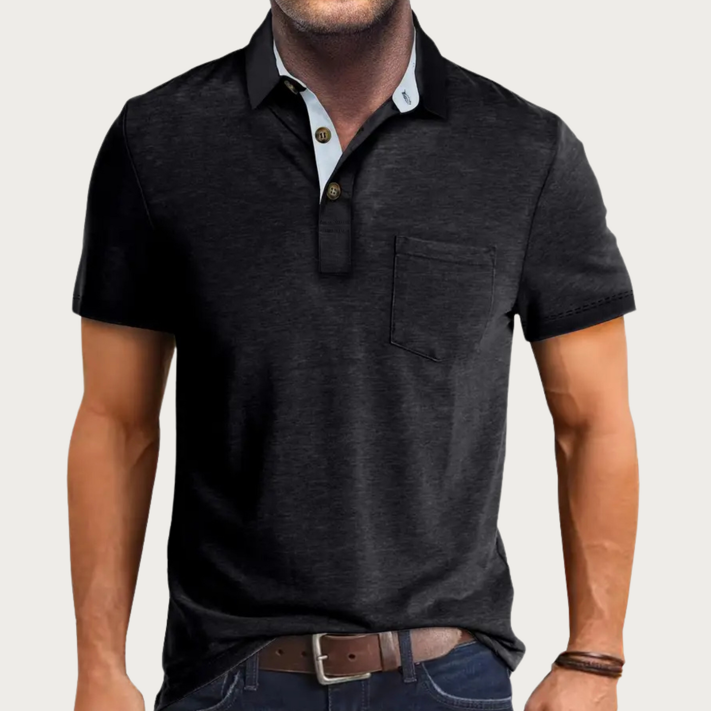 Image of Heren Pocket Polo Shirt met Korte Mouwen