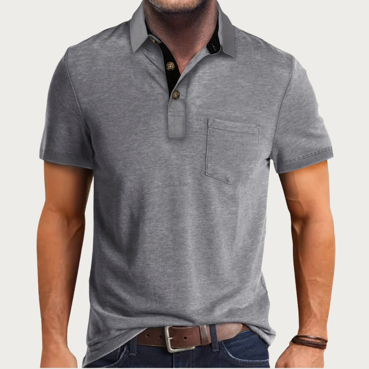 Image of Heren Pocket Polo Shirt met Korte Mouwen