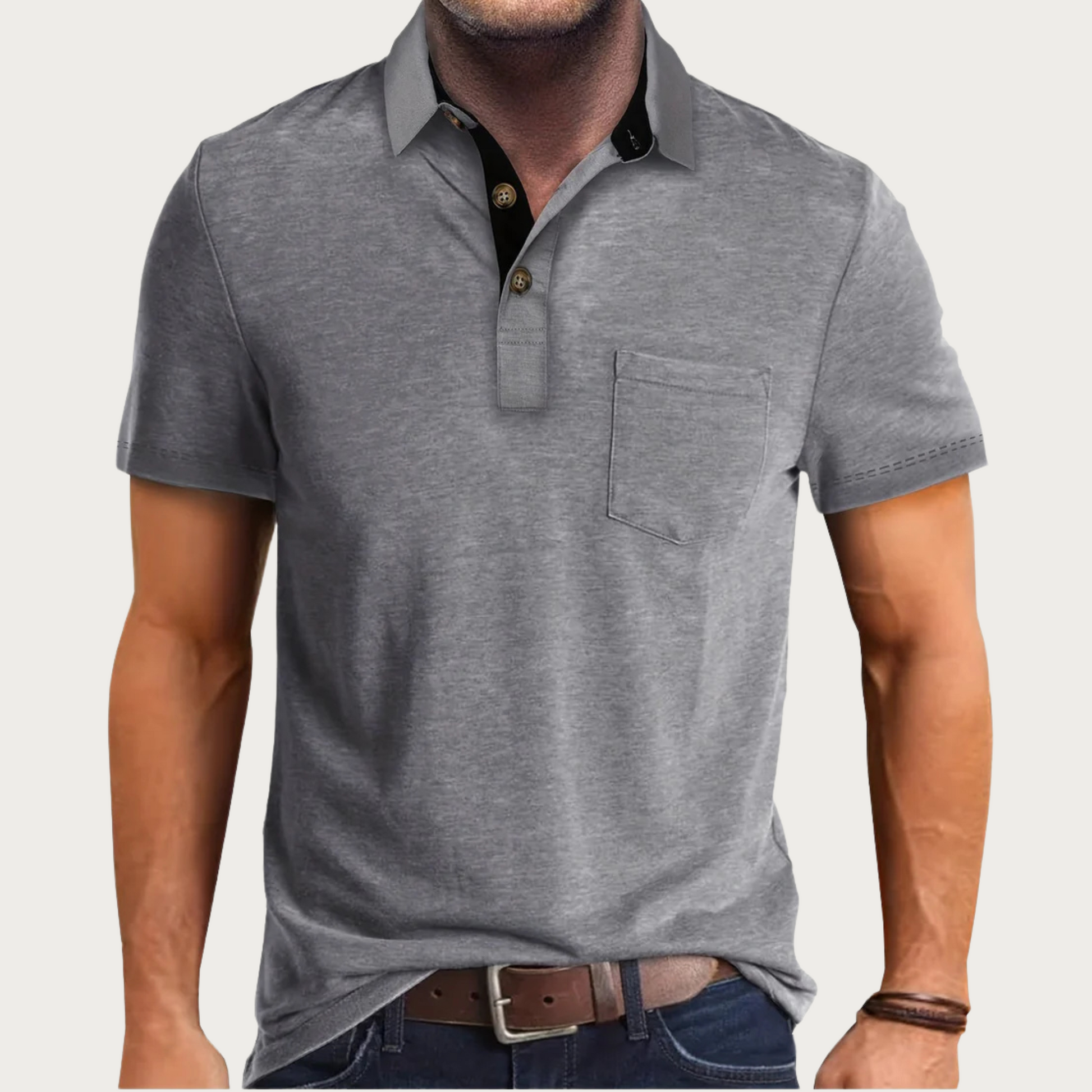 Image of Heren Pocket Polo Shirt met Korte Mouwen
