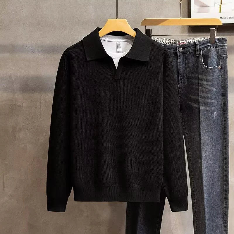 Image of Heren Polo Shirt Lange Mouw Relaxed Fit