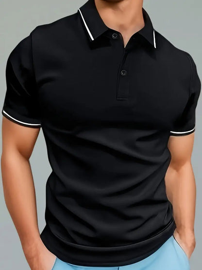 Image of Heren Polo Shirt met Contrasterende Bies