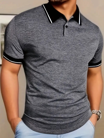 Image of Heren Polo Shirt met Contrasterende Bies
