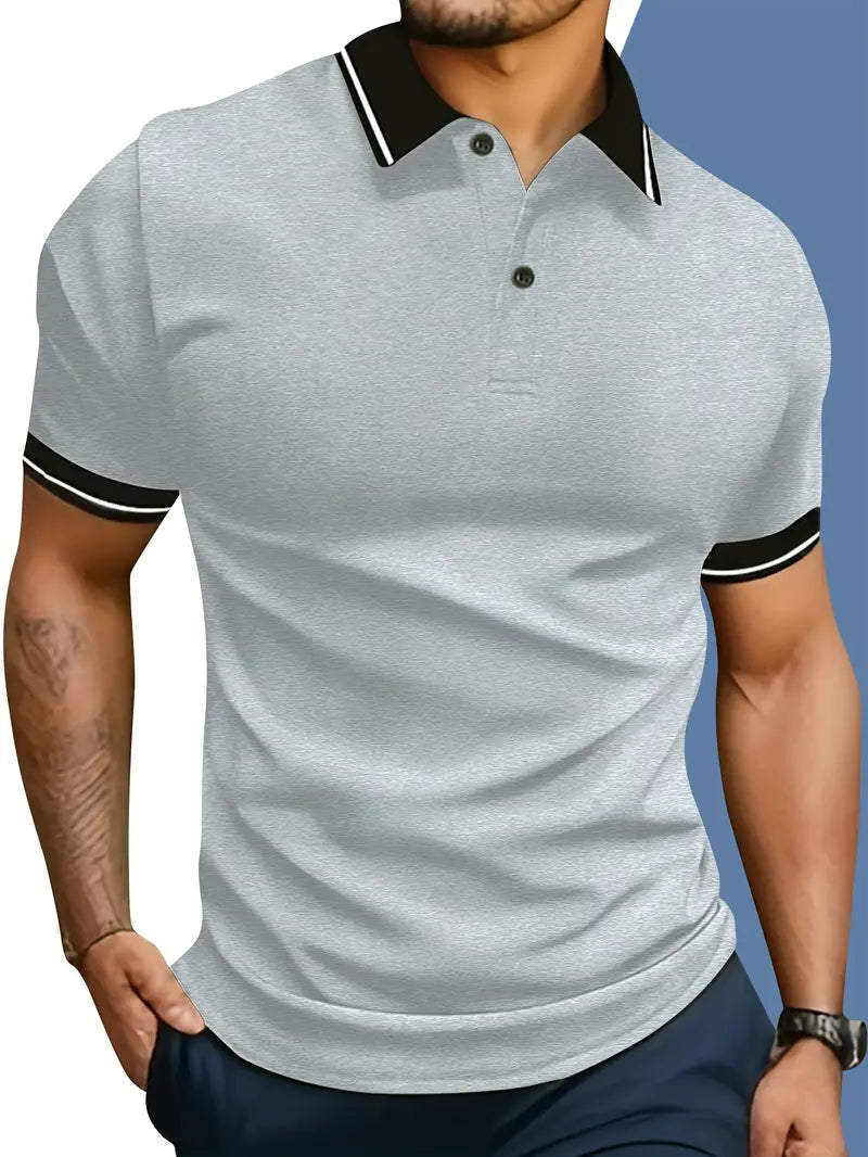 Image of Heren Polo Shirt met Contrasterende Bies