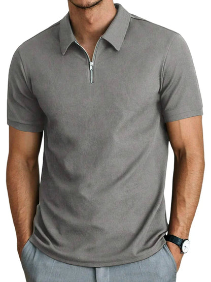 Image of Heren Polo Shirt met Korte Mouwen en Rits