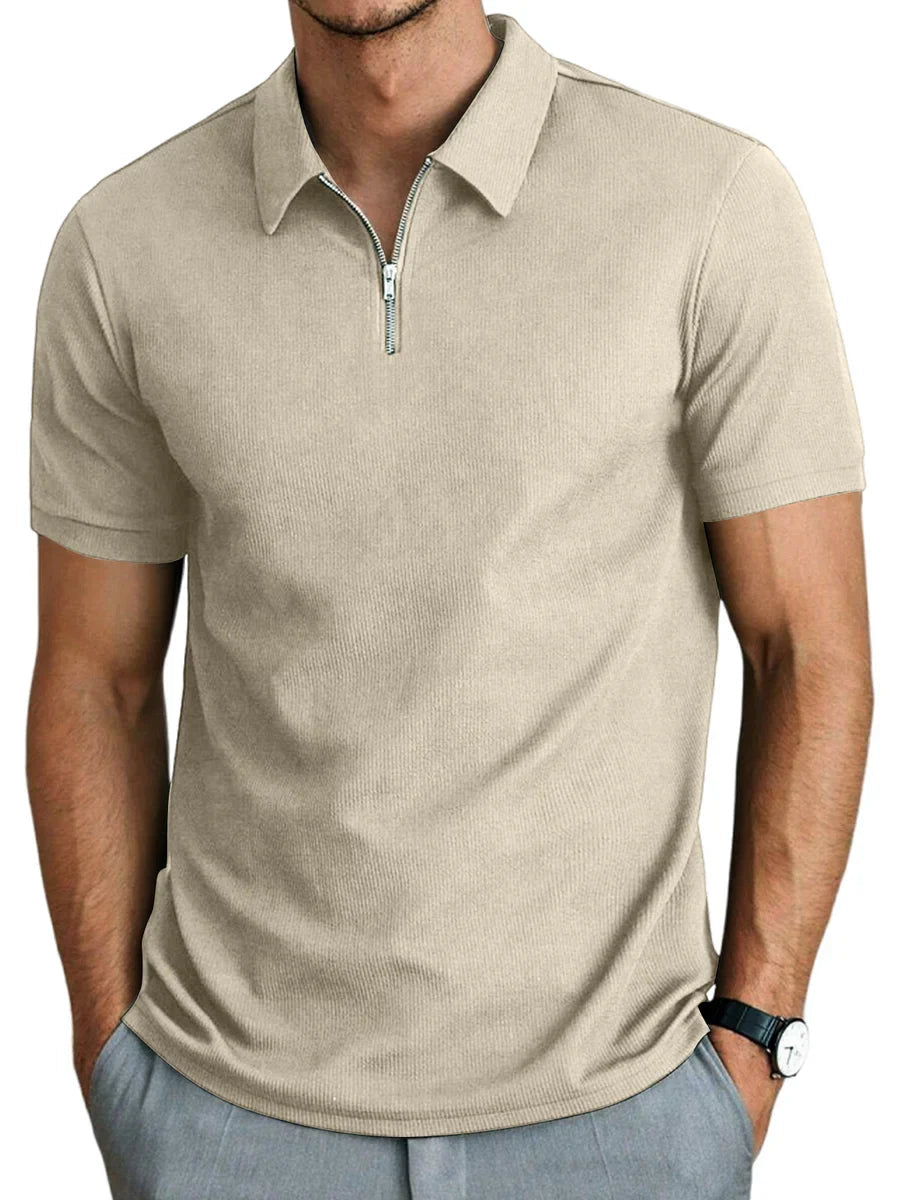 Image of Heren Polo Shirt met Korte Mouwen en Rits