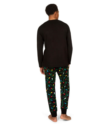Heren pyjamaset met lange mouwen en 'Get Lit'-tekstprint