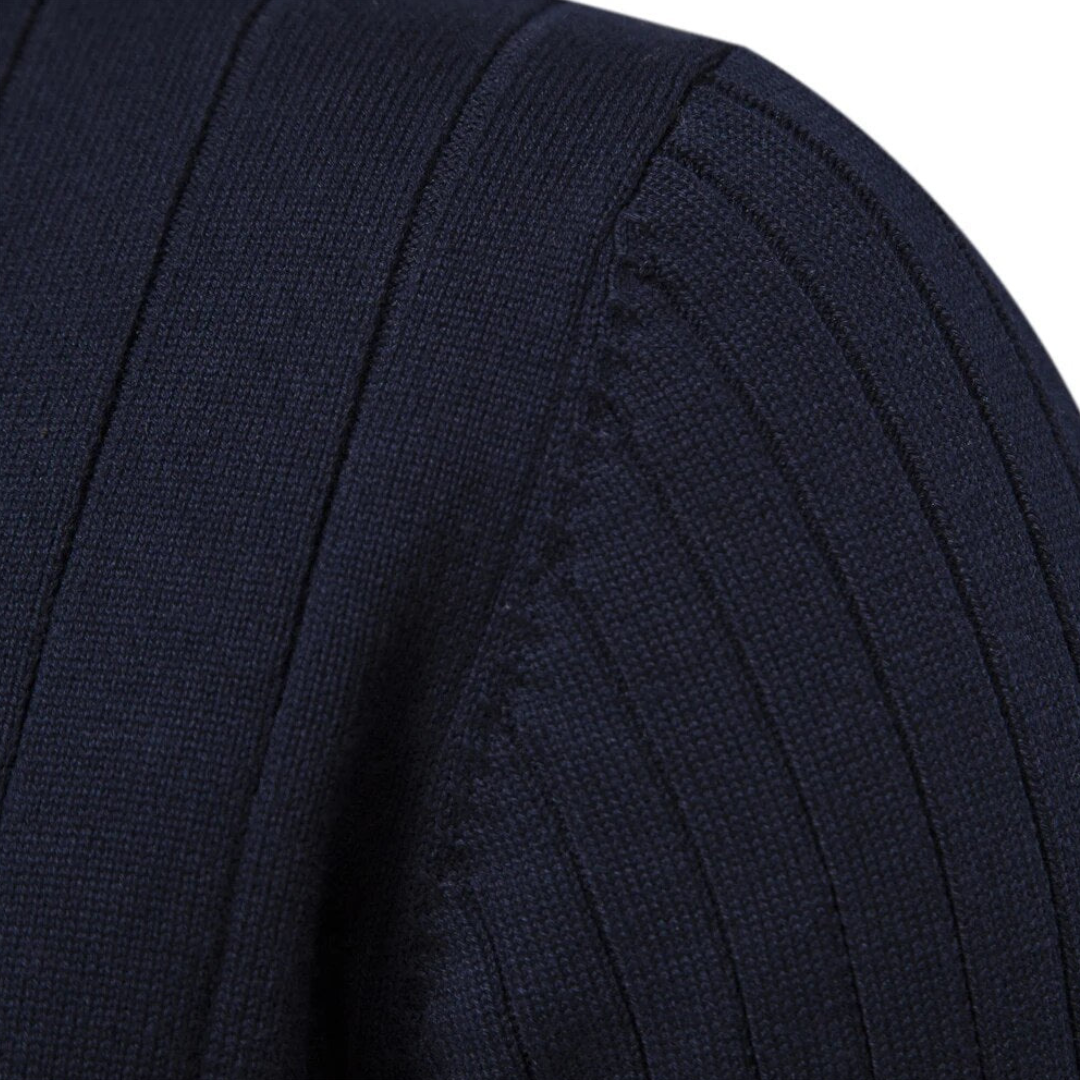 Image of Heren Quarter-Zip Geribbelde Gebreide Trui
