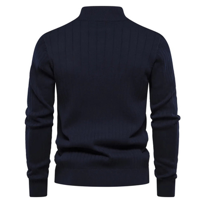 Image of Heren Quarter-Zip Geribbelde Gebreide Trui