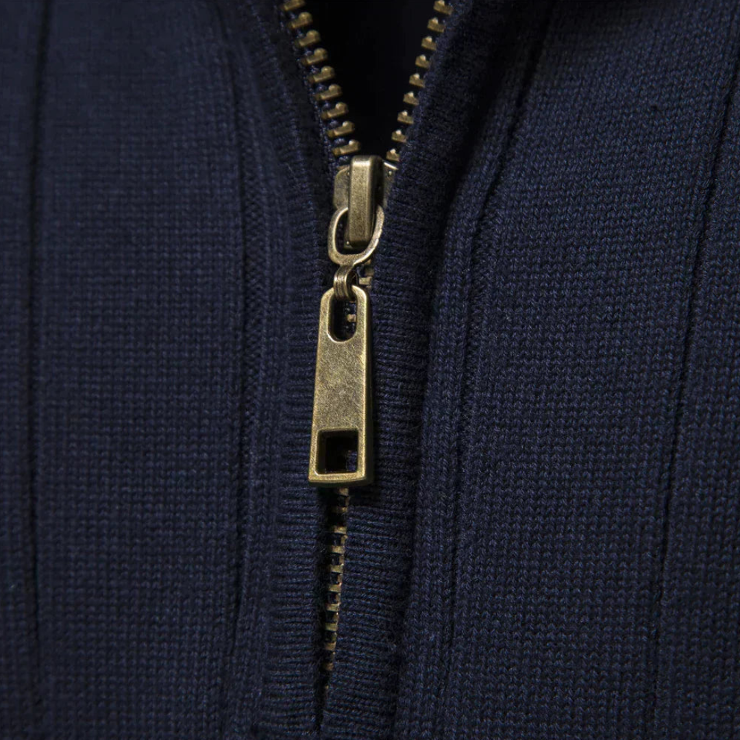 Image of Heren Quarter-Zip Geribbelde Gebreide Trui