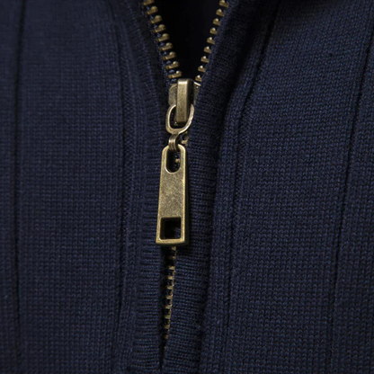 Image of Heren Quarter-Zip Geribbelde Gebreide Trui