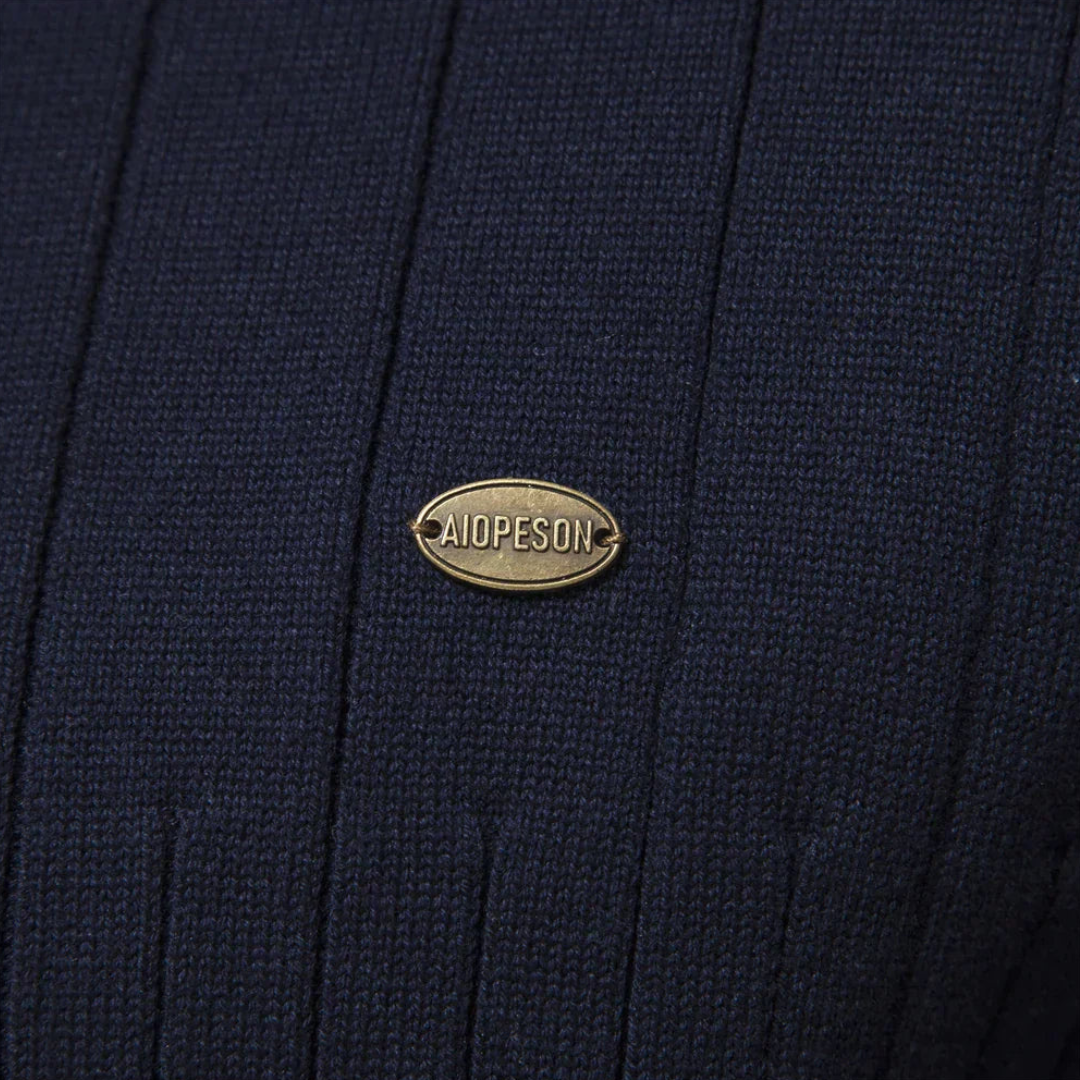 Image of Heren Quarter-Zip Geribbelde Gebreide Trui