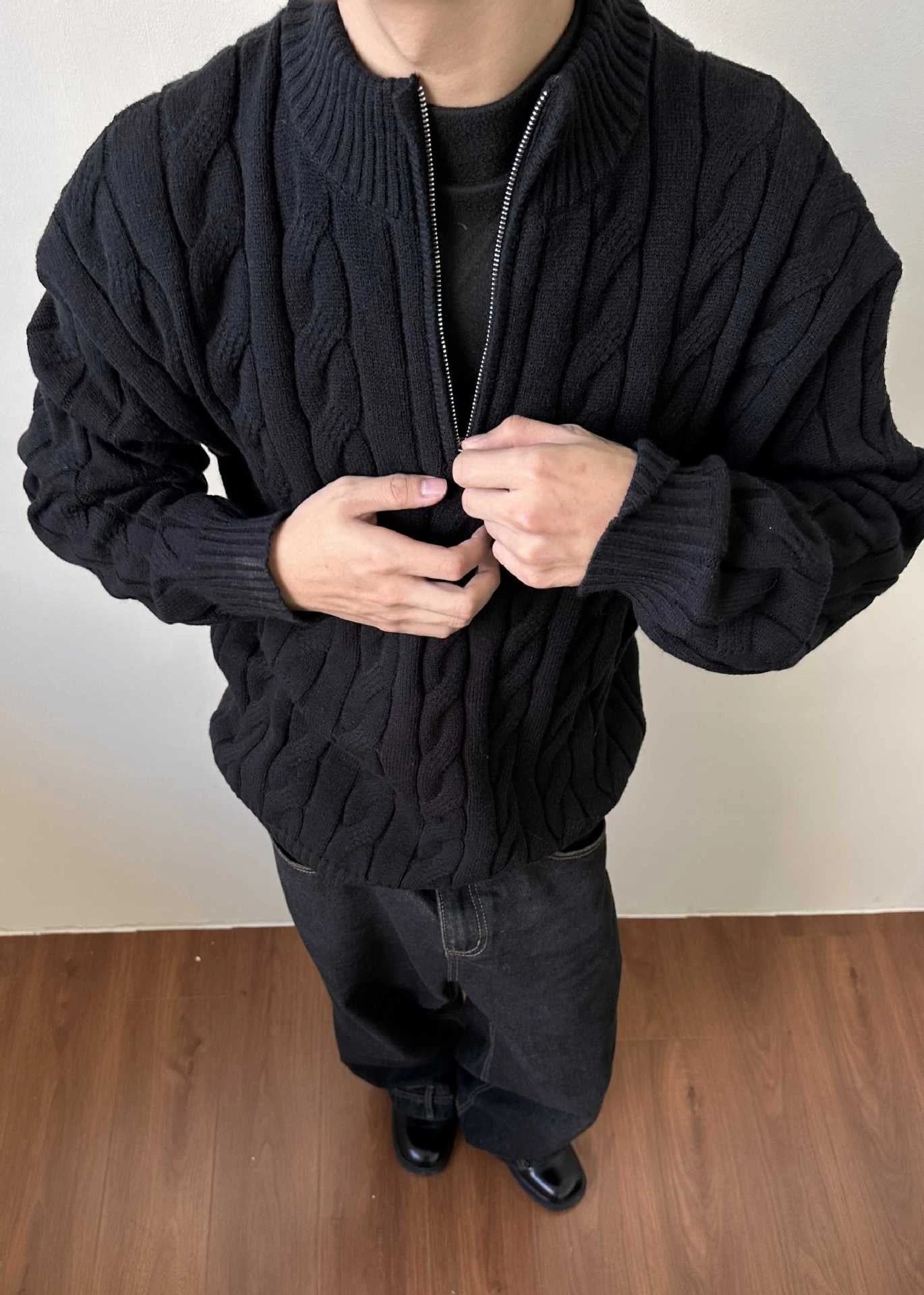 Image of Heren Quarter Zip Kabel Gebreide Trui