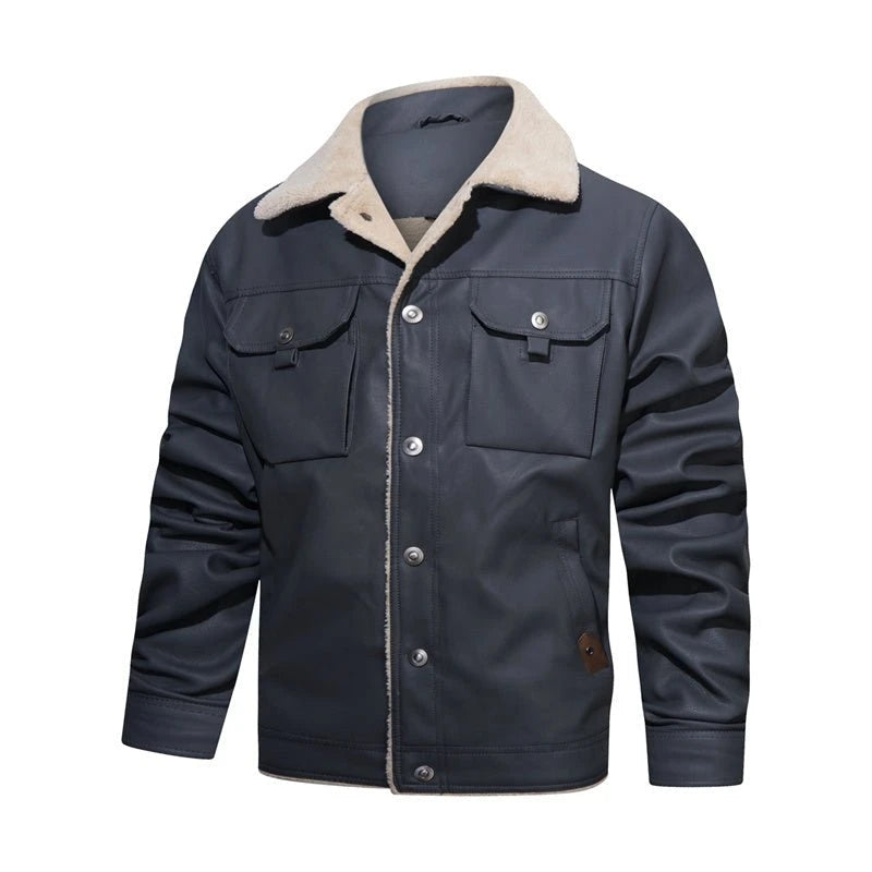 Image of Heren Sherpa Kraag Button-Down Jas