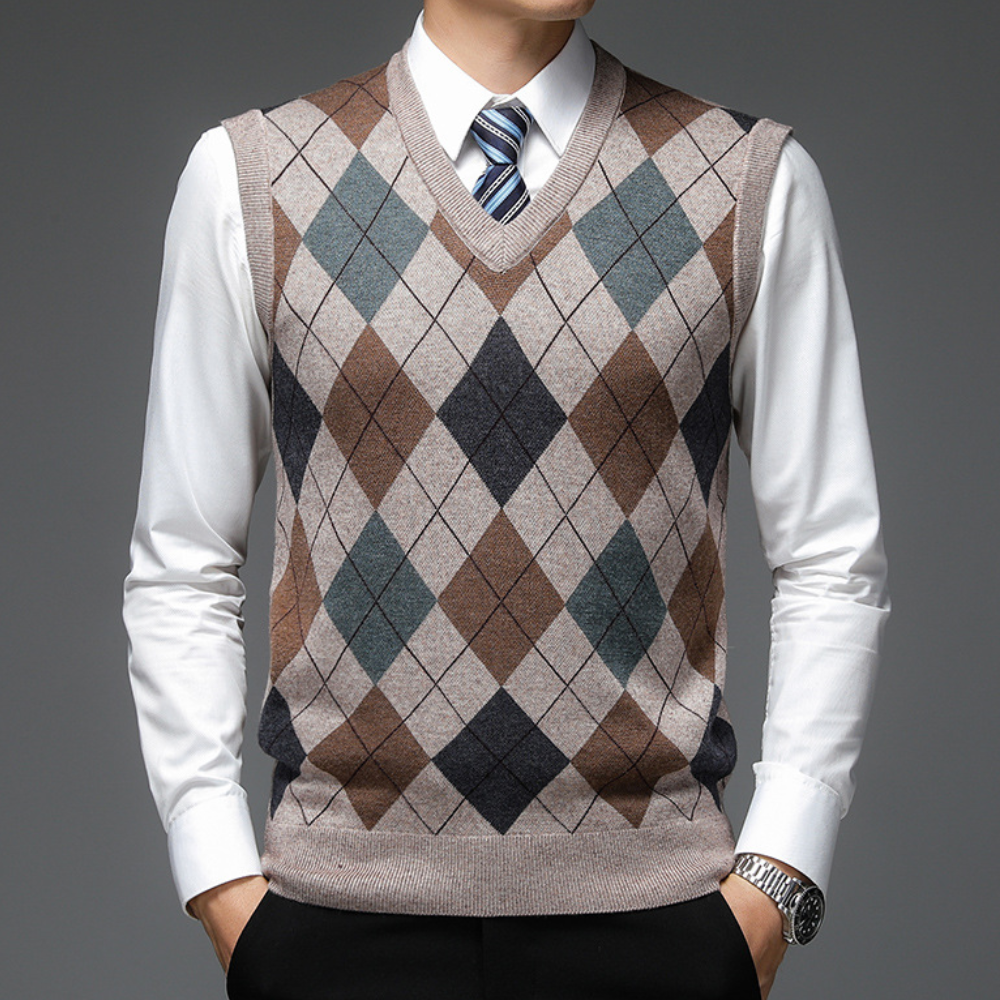 Heren spencer met argylepatroon