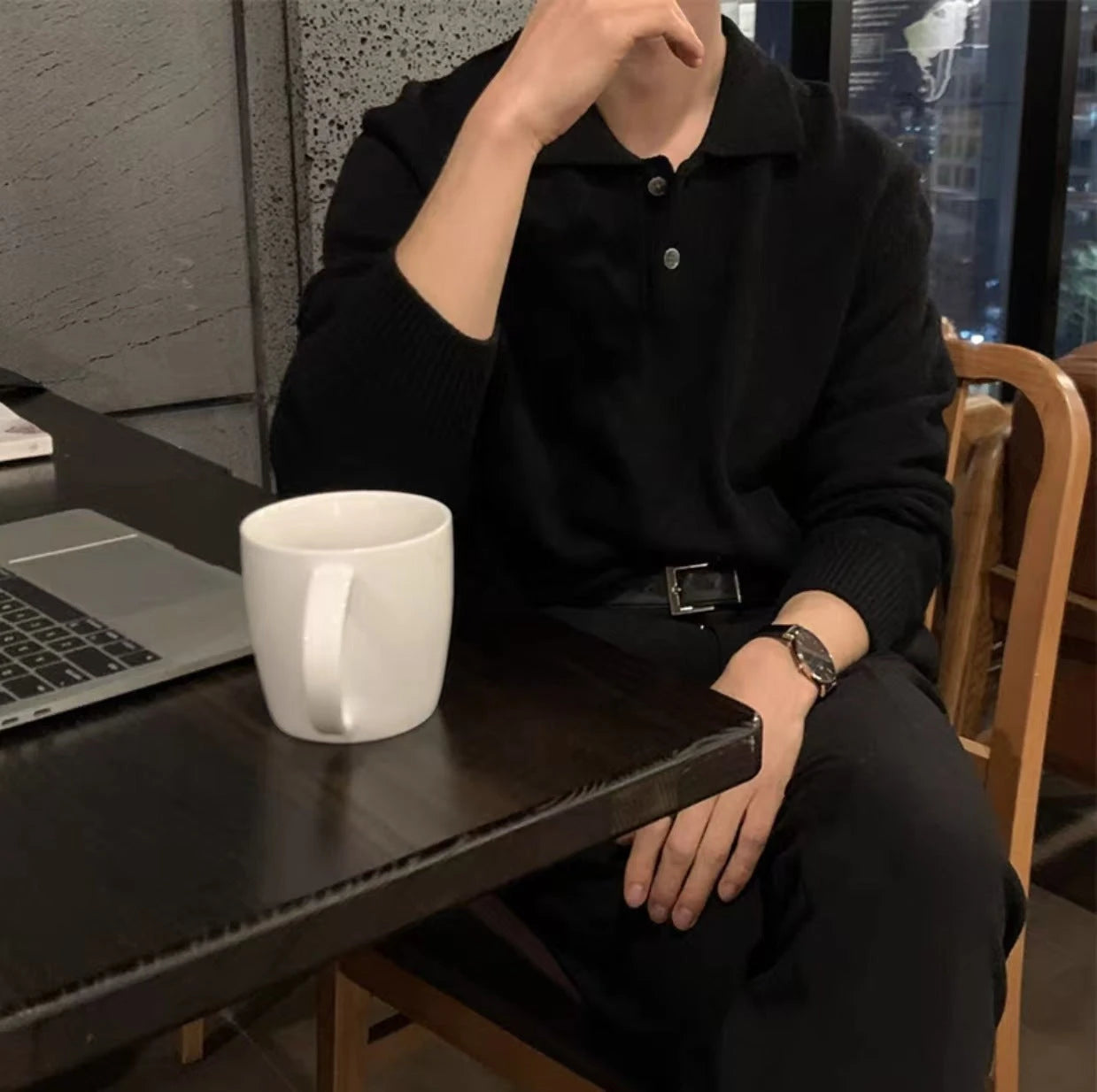 Image of Heren Trui met Knoopsluiting en Kraag