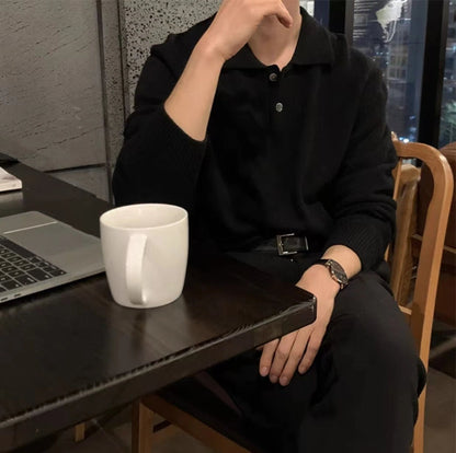 Image of Heren Trui met Knoopsluiting en Kraag