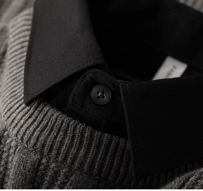 Image of Heren Trui met Kraag van Geribd Gebreid Materiaal