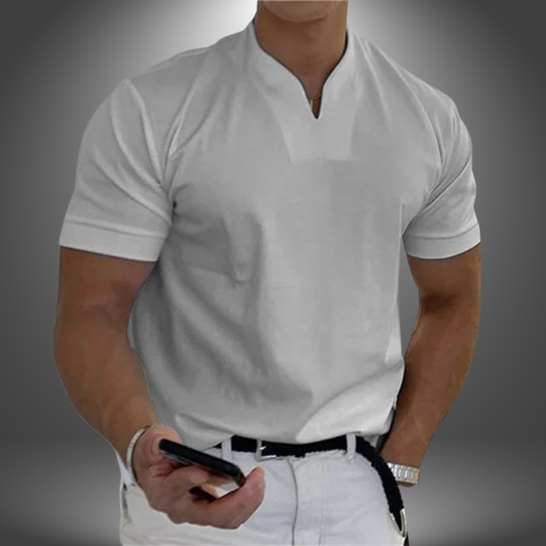 Image of Heren V-hals T-shirt met Korte Mouwen