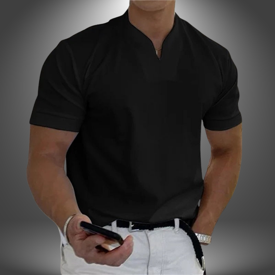 Image of Heren V-hals T-shirt met Korte Mouwen
