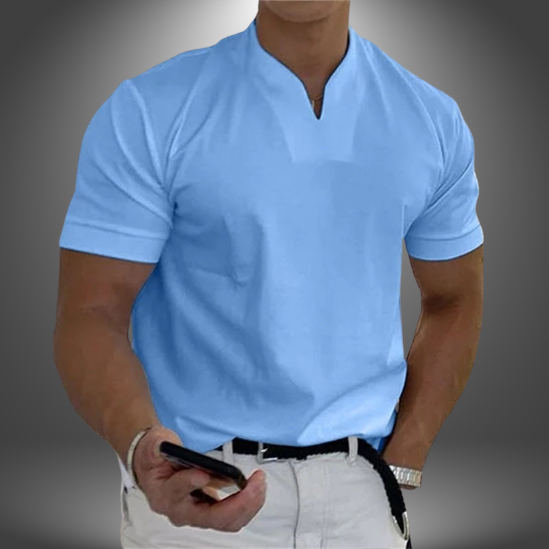 Image of Heren V-hals T-shirt met Korte Mouwen