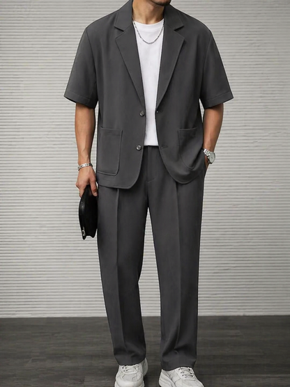 Herenset met blazer met korte mouwen en pantalon