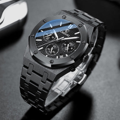 Horloge met ronde wijzerplaat en verstelbare stalen band