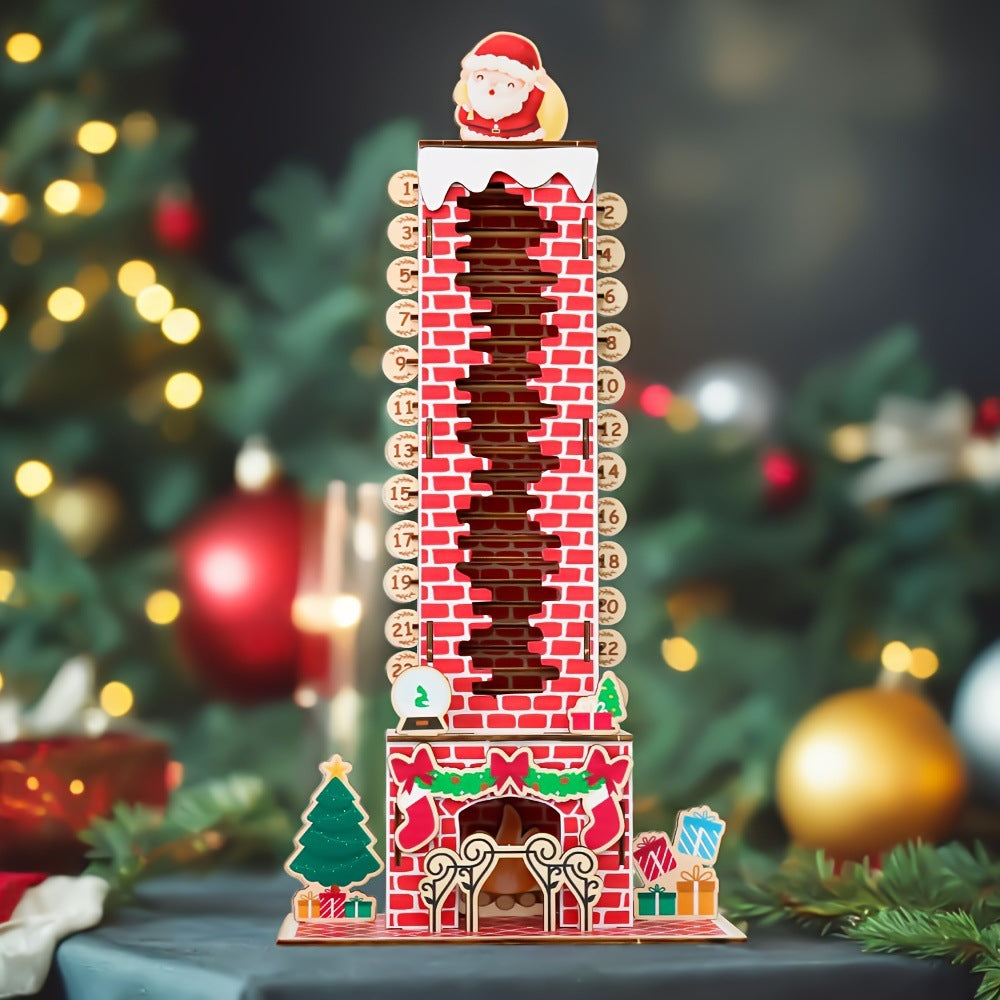 Houten demontabele afteldisplay met de Kerstman