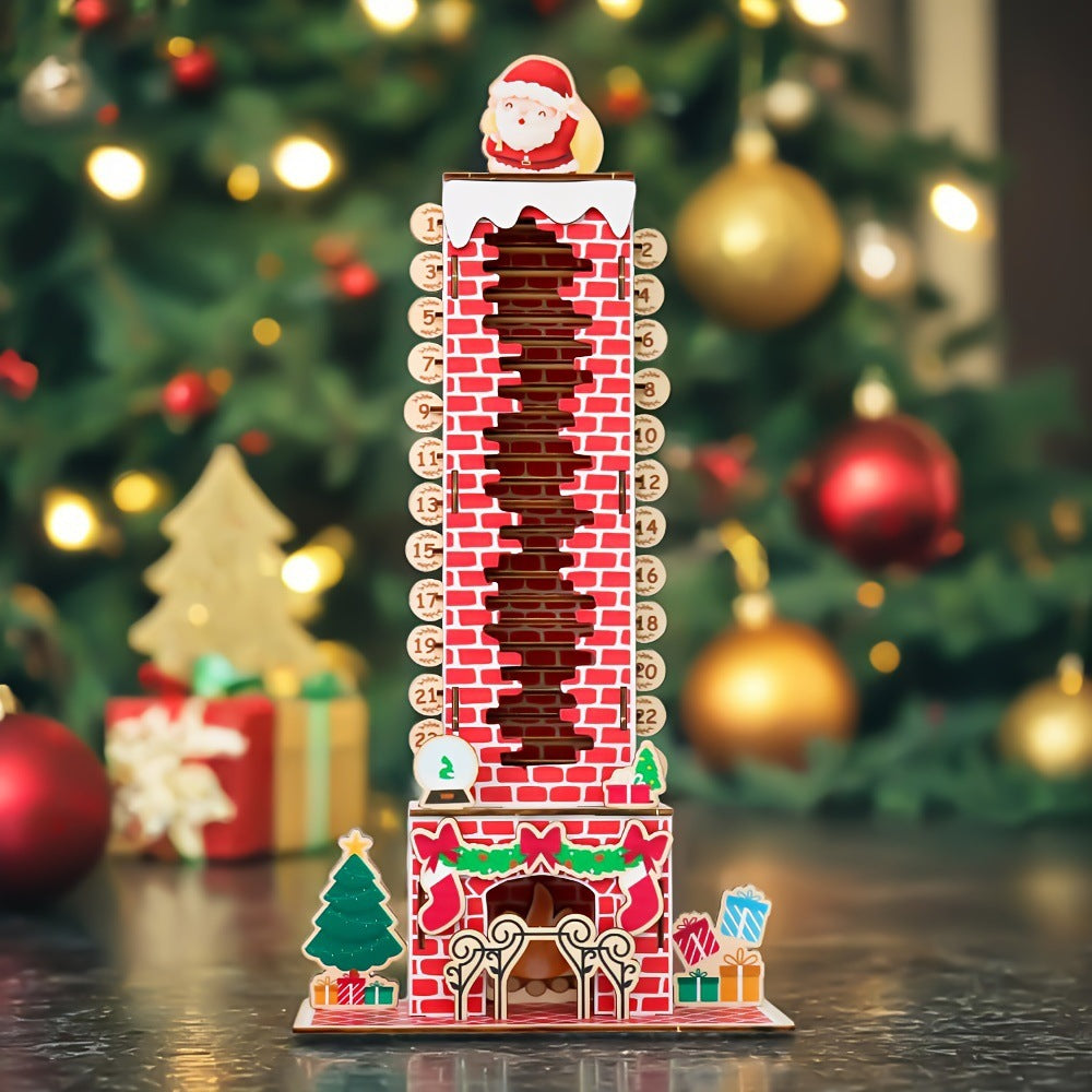 Houten demontabele afteldisplay met de Kerstman