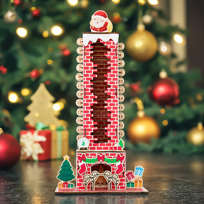 Houten demontabele afteldisplay met de Kerstman