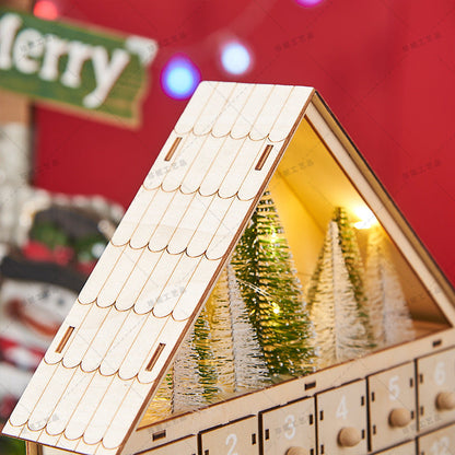 Houten kerst adventskalender met ledverlichting
