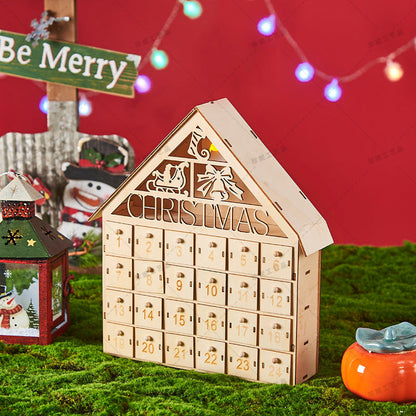 Houten kerst adventskalender met ledverlichting