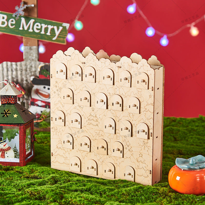 Houten kerst adventskalender met ledverlichting