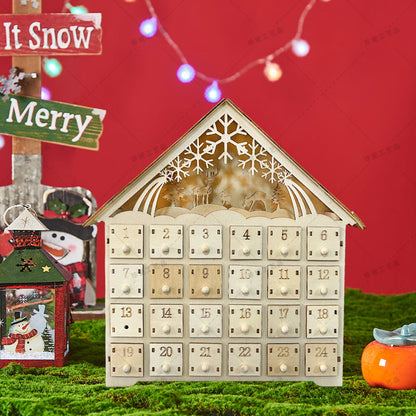 Houten kerst adventskalender met ledverlichting